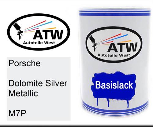 Porsche, Dolomite Silver Metallic, M7P: 500ml Lackdose, von ATW Autoteile West.